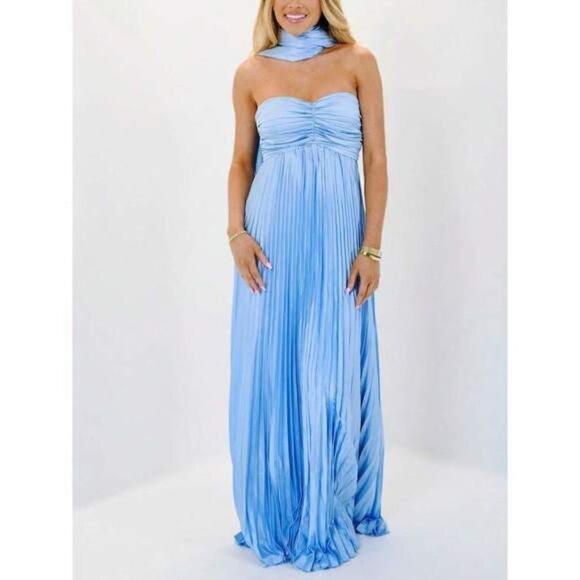 Dresses & Skirts - Women Solid Color Formal Strapless Dress Sexy Backless Maxi Long Dresses Y2K Sle
